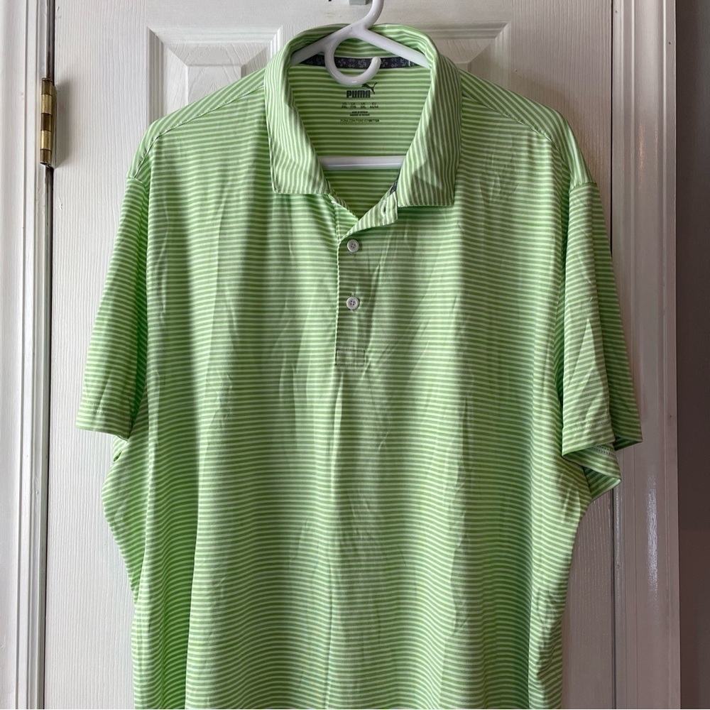 Puma Polo Shirt Mens XXL Striped Golf Short Sleeve Logo Lightweight Collared - Picture 2 of 16